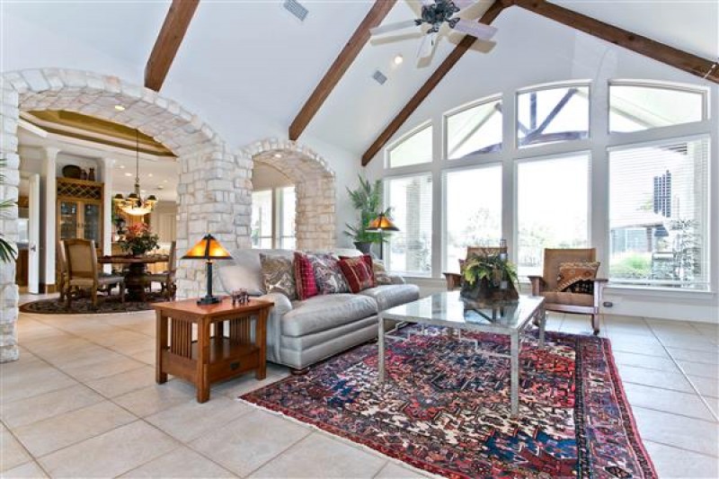    Family Room with Stone Arches 
