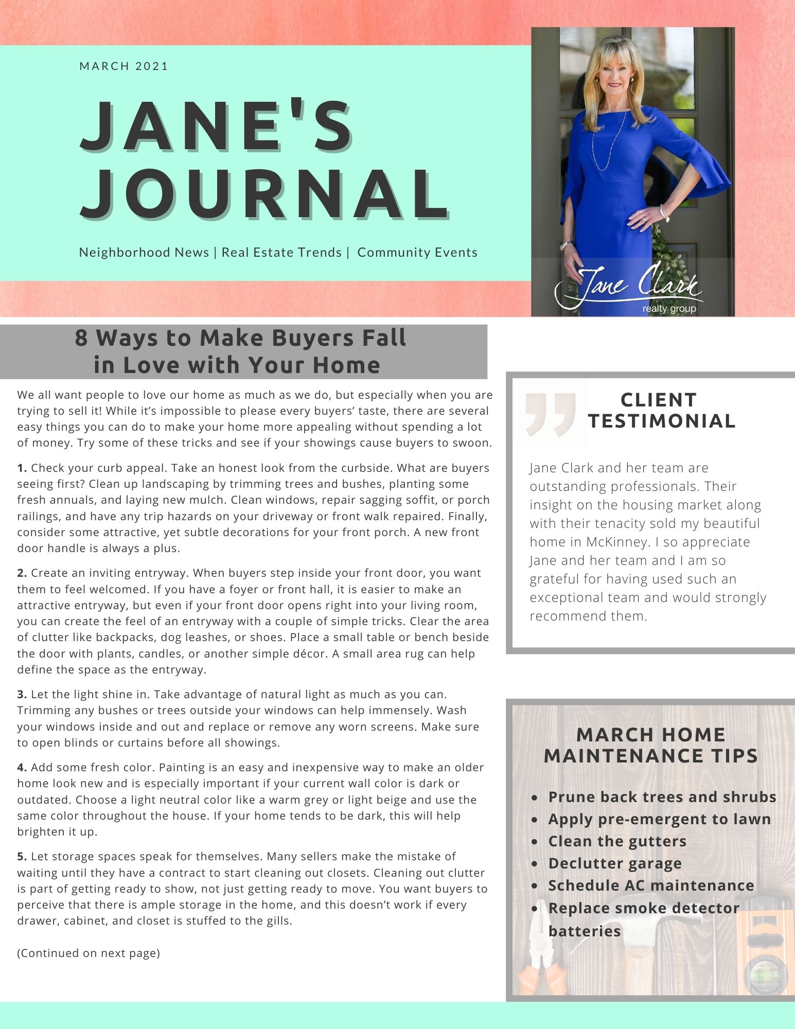 March 2021 Newsletter Page 1